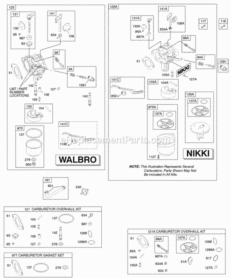 Carburetor Fuel Supply Gasket Set - Carburetor Kit - Carburetor Overhaul Diagram and Parts List for 21A707-0260-E1  Briggs and Stratton Engine